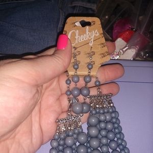 Grey beaded necklace and earrings set